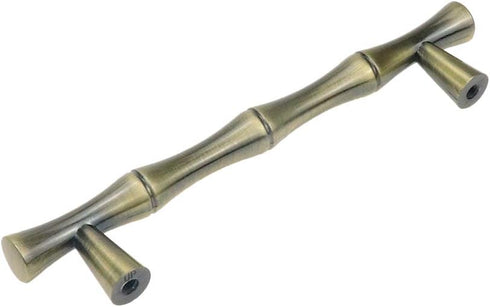 5PCS Bamboo Imitation Bronze Cabinet Pulls, 3.8-inch Hole Centers Drawer Handle Furniture Hardware