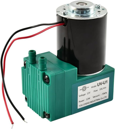 12/24V 10W -80KPa 15L/Min Mini DC Air Pump, Oilless Mute Diaphragm Vacuum Pump for Electrical Vacuum Suction (UV-U1-12V)