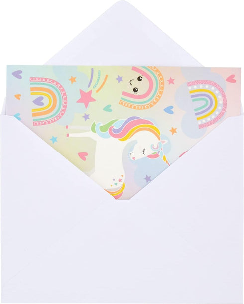 5.5 4.25 36-Pack Kids Thank You Cards Unicorn Fill-In-the-Blank - x in Pink & Violet Cardstock, & Envelopes - Unicorn