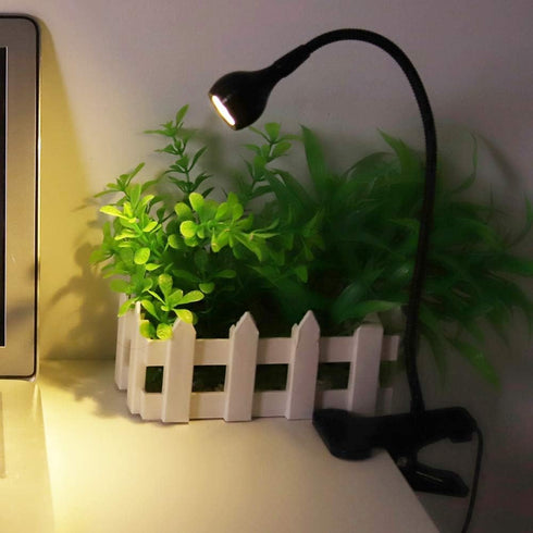 LED Clip On Reading Light, Book Light, USB Mini Desk Night Lamp with Clip for Home Study (Warm-Black)