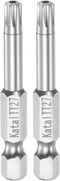 TT27 Star 7 Point Screwdriver Bit 1/4" Hex Shank 2" Length Magnetic Security Torx Power Tool, 2pcs