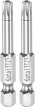 TT27 Star 7 Point Screwdriver Bit 1/4" Hex Shank 2" Length Magnetic Security Torx Power Tool, 2pcs