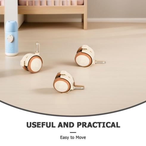 4Pcs Holibanna Stem Casters with Brake, Swivel Silent Nylon Wheels for Nursery Bed Frame Replacement, Heavy Duty