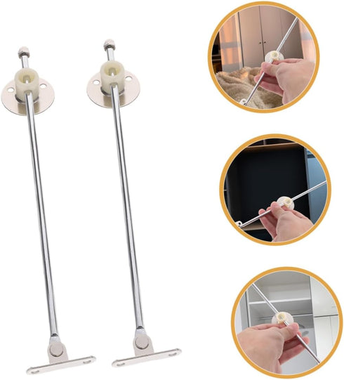 2Pcs Artibetter Heavy Duty Cabinet Hinges with Lid Support Rods for Flap Doors Versatile Iron Drop Leaf Supports