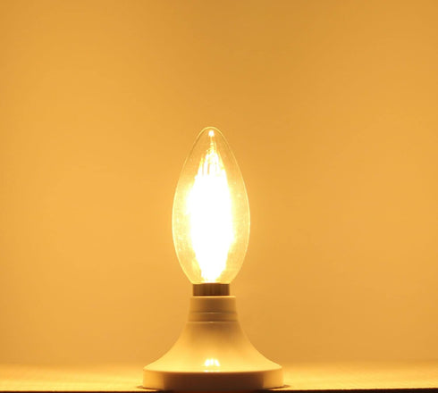 Lamsky E14 Bulb Bulb,Warm 2700K 40W 110V/220V Glass,No-Dimmable (12-Pack) European Base LED Filament Candle Shape Light