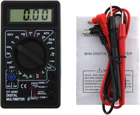 DT-830D Digital Multimeter with Buzzer, Square Wave Output, Voltage, Ampere, Ohm Tester