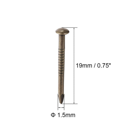 uxcell Small Tiny Hardware Nails, Carbon Steel 1.5X19mm for DIY Decorative Wooden Boxes, Bronze Tone, 200pcs