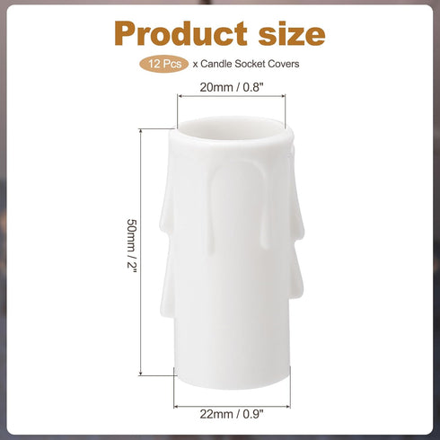 2 Inch 12Pcs E12 Bulb PATIKIL Tall Candle Covers Sleeves, Plastic Chandelier Socket Sleeves Drip Candle Socket Covers