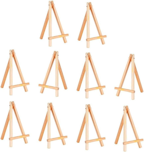 Tofficu 10pcs Wooden Art Easel Tabletop Mini Easel Stand for Home Decoration, Lock and Key Charms, Bamboo Pine