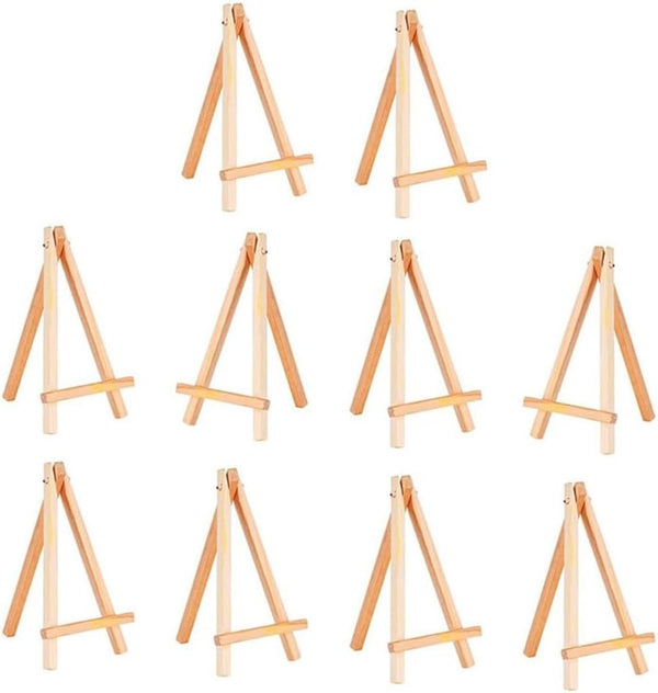 Tofficu 10pcs Wooden Art Easel Tabletop Mini Easel Stand for Home Decoration, Lock and Key Charms, Bamboo Pine