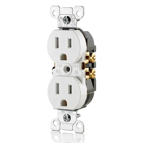 Leviton T5320-WMP 15 Amp 125V Tamper Resistant Duplex Receptacle, White, 10 Count