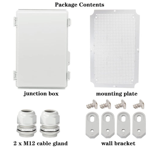 Zulkit Junction Box, IP67 Waterproof Electrical Box with Hinged Cover, Stainless Steel Buckle, Grey Plastic Enclosure