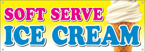 Generic 4 Less Co 18x48 Inch SOFT SERVE ICE CREAM Vinyl Banner Sign