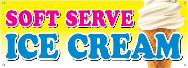 Generic 4 Less Co 18x48 Inch SOFT SERVE ICE CREAM Vinyl Banner Sign