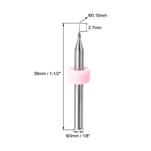 uxcell 0.15mm Tungsten Carbide PCB Drill Bits, 1/8 Inch Shank, 2 Set (20 Pcs) for Jewelry CNC Engraving