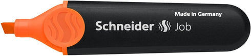Schneider Job Highlighter, Chisel Tip, 1 + 5 mm, Black Barrel, Orange Ink, Box of 10