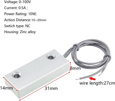 Home Security Wired Rolling Door Contact MC-51, 0~100V/0.5Amp Magnetic Reed Switch with 2 Wires