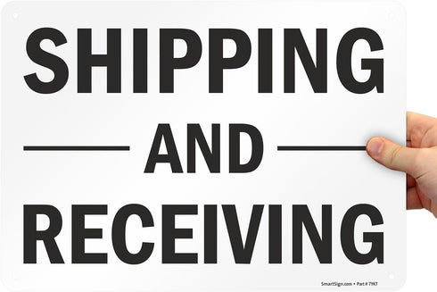 SmartSign-S-5803-AL-14 "Shipping And Receiving" Sign | 10" x 14" Aluminum Black on White