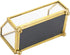 Hipiwe Glass Business Card Holder Stand - Gold Metal Frame Name Card Display Organizer for Office Desktop, Fits 80-100
