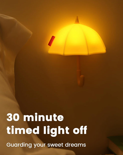 joyful xinghai Kids Night Light Umbrella, Silicone Tap Control Magnetic Bedside Lamp with Time Auto-Off, Cute Portable