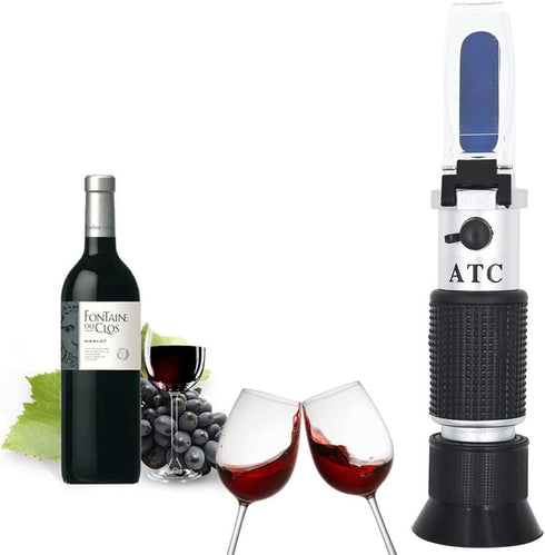BOWONG 0-40%, 0-25%) Wine Refractometer, Hand Held Brix/Alcohol Refractometer with ATC for Wine Making Homebrew Kit