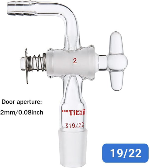 Glass Bent Inlet Adapter with 19/22 Male Glass Joint and 2mm Hose Connection Lab Glassware