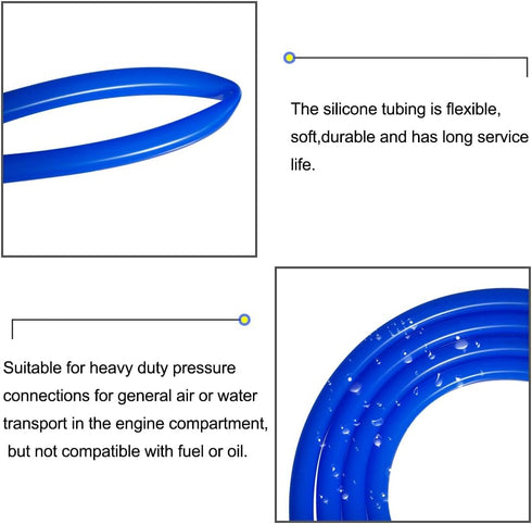 QuQuyi 5/32" ID x 1/4" OD Blue Silicone Vacuum Tubing Hose, High Temperature Food Grade, 9.84ft Length