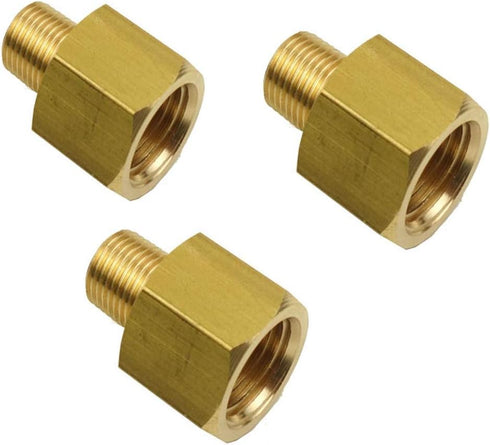 HongBoW 3pcs Brass Pipe Fitting Adapter - 1/8 NPT Male x 1/4 Female NPT Pipe Reducer