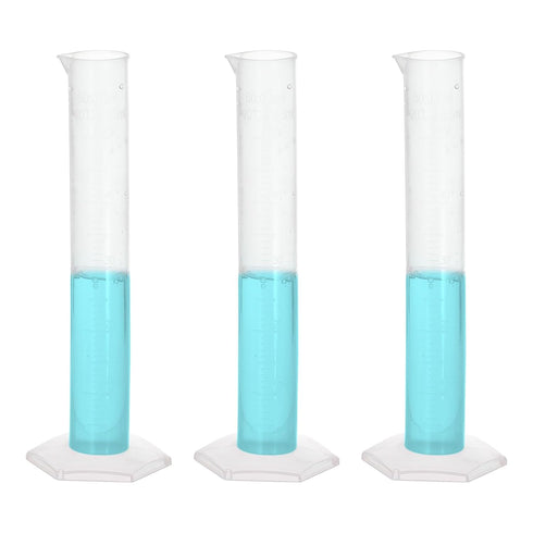 PATIKIL 50ml PP Plastic Graduated Cylinder, 3 Pack Hex Base White Graduations for Lab Home Use