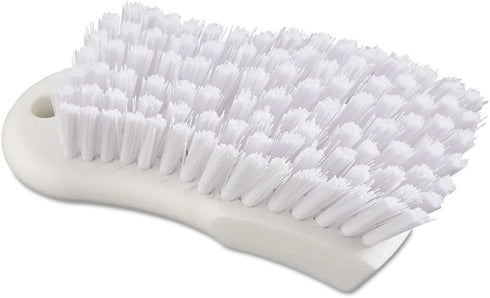 Boardwalk Scrub Brush, White Polypropylene Bristles, 6" Brush, 6" Handle