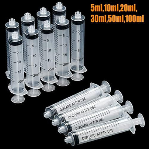 2 Pack 100ml Plastic Syringe Luer Lock, No Needle for Scientific Labs Liquid Measuring