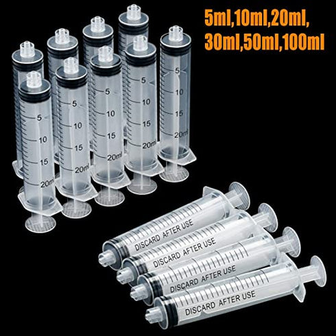 Plastic Syringe Luer Lock With Measurement, No Needle for Scientific Labs, Liquid Measuring, 20ml 10pcs