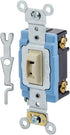 Leviton 1201-2IL Toggle Locking Single-Pole AC Quiet Switch, 15 Amp, 120/277 Volt, Extra Heavy Duty, Ivory
