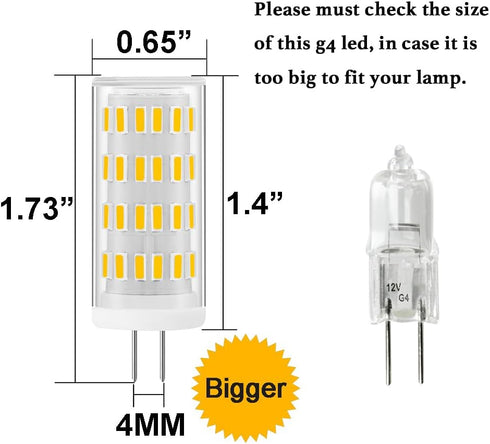 G4 LED Bulb 5W, 12V-24V 40W G4 Halogen Equivalent, Natural Daylight White 4000K, 10-Pack