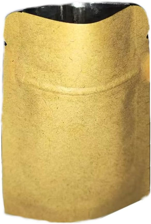 NATX 100Pcs (2.7x3.9in) Kraft Paper Bags Flat Bags Aluminum Foil Small Size Heal Seal Bag Resealable Food Storage Bag