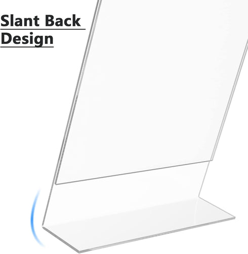 MaxGear 6Pack Acrylic Sign Holder 8.5 X 11, Plastic Sign Holder with Vertical Slanted Back, Clear Picture Photo Frames