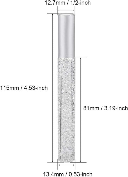 13.4mm 1/2-inch 46 uxcell Diamond Straight Router Bit Brazed Cylinder Profile Wheel Shank Grits for Stone Marble