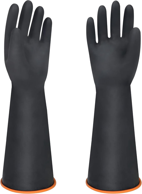 18" XL Size Reusable Heavy Duty Latex Gloves, Chemical Resistant Dishwashing Gloves for Men, Waterproof Protection