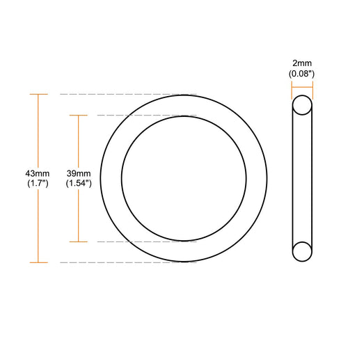 uxcell Fluorine Rubber O-Rings, 43mm OD 39mm ID 2mm Width FKM Seal Gasket for Machinery Plumbing, Green