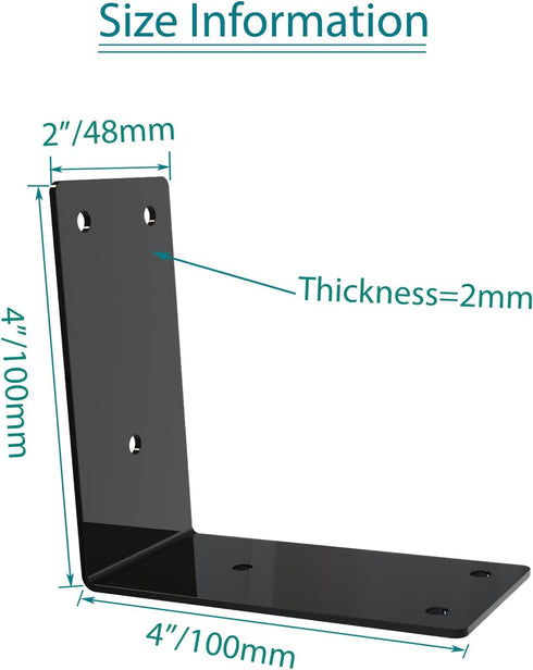 Aufuga (16) L Bracket,Raised Garden Bed Corner Brackets,Heavy Duty Corner Brace,Stainless Steel Shelf Bracket,Black