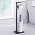 304 Miyili Matte Black Freestanding Toilet Paper Holder with Shelf, Premium SUS Stainless Steel Bathroom Storage