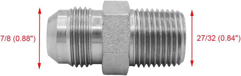 (2-PACK) 2404-10-08 Hydraulic Hose Adapter Fitting 5/8" Male JIC 37° Flare (7/8"-14UNF) × 1/2" Male (1/2"-14NPTF) SAE Straight Pipe Joints Tube Connector Carbon Steel