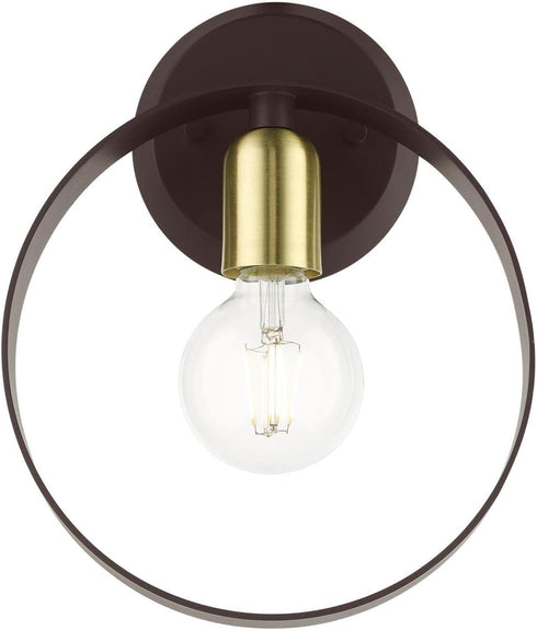 1 9 11 Livex Lighting Light ADA Wall Sconce Bronze Finish with Satin Brass Finish Accents, x