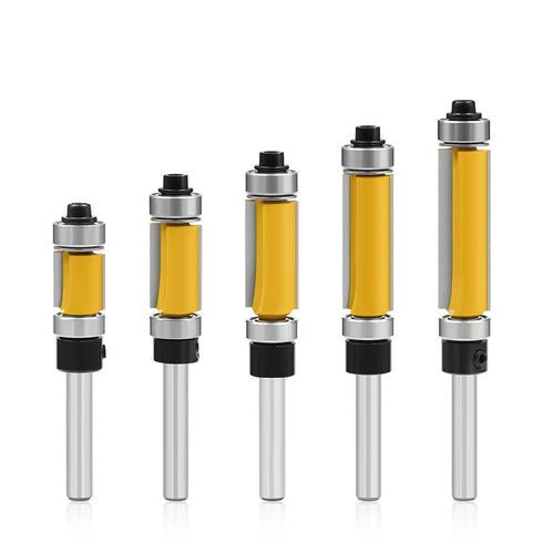 Ozmatip 5Pcs Set 1/4 Inch 1/2 Inch 33/64", 3/4", 1", 1-1/4", 1-1/2" Inch Top and Bottom Bearing Flush Trim Router Bits