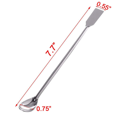 TIHOOD 10PCS 2 in 1 Stainless Steel Lab Spoon Spatula, Laboratory Sampling Mixing Spoon