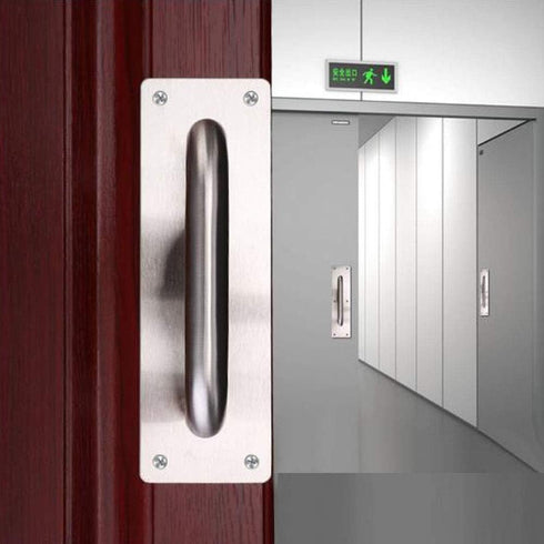 WANLIAN 2Pcs Pull Push Door Plate Handle - 8inch Stainless Steel Heavy Duty Barn Door Pull with Mounting Screws (Silver)