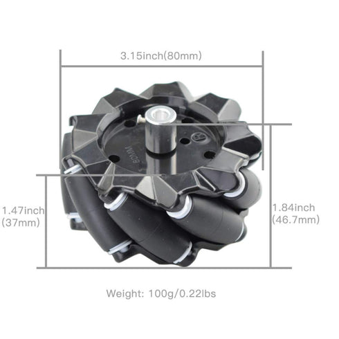Moebius 80mm 6mm (80mm 2 2 High Hardness Plastic Mecanum Wheel Omni-Directional Smart Robot Car with hubs for Arduino