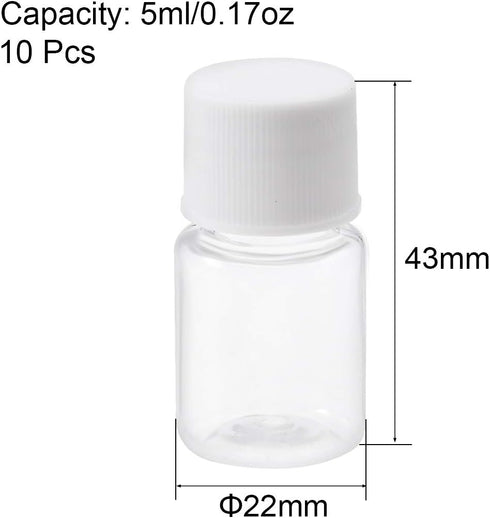 uxcell Plastic Lab Chemical Reagent Bottle, 5ml/0.17oz Wide Mouth Sample Sealing Liquid Storage Container, Transparent 10pcs by uxcell