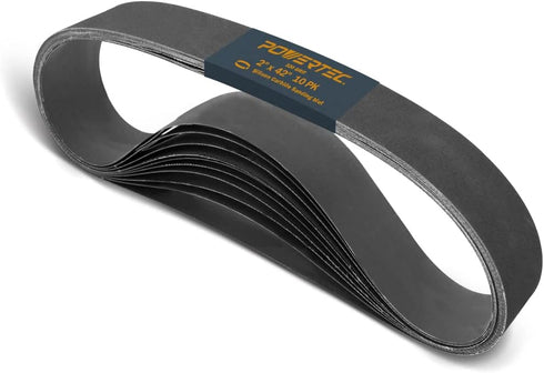 POWERTEC 424232S 2 x 42 Sanding Belts, 320 Grit Silicon Carbide for Belt Sander, Woodworking, Metal Polishing