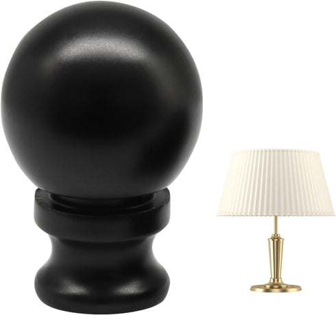 Waziaqoc 2 Pack Black Aluminum Lamp Finial - Decorative Knob Finials for Lamp Harp Holder, Universal Fit Table Lamps